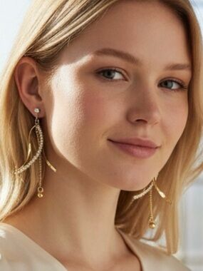 Plunder Gold Twisted Crystal Drop Earrings